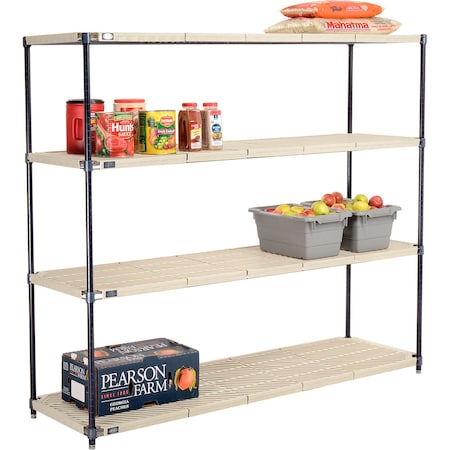 Nexel Nexelite 4 Shelf, Vented Plastic Mat Shelving Unit, Starter, 72inW x 24inD x 63inH 331533N